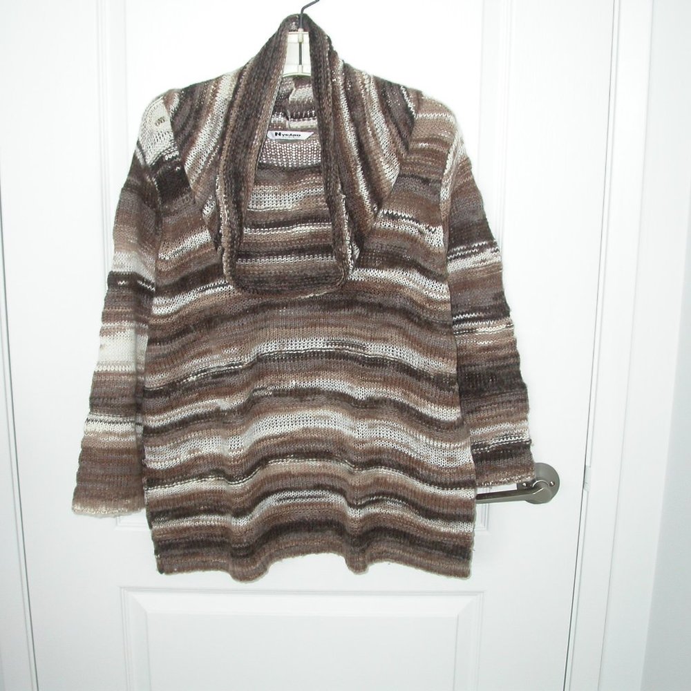 Taupe and 2 Browns Striped Loose Knit Sweater